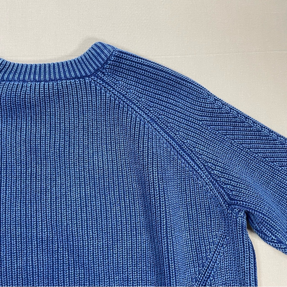 Demylee Chelsea Cotton Crew Sweater in Washed Denim, Herringbone - Womens Medium - Picture 2 of 16